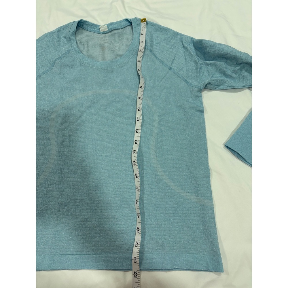 Lululemon‎ Swiftly Tech Long Sleeve 2.0 Race Length Sparkle Blue Water Shine 10 - Picture 6 of 7